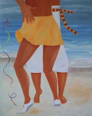 Tanz am Strand 1, Öl auf Leinwand, 100 x 80 cm.