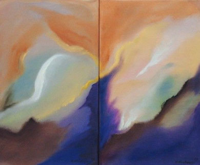 Diptychon, 80 x 80 cm, Öl auf Leinwand,
