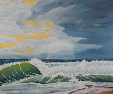 Welle 120 x 100 cm. Öl auf Leinwand  