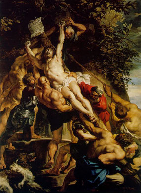 Pierre Paul Rubens, L'Érection de la croix, Huile sur toile, 462x341cm, 1610-1611, Cathédrale Notre-Dame, Anvers (Belgique).