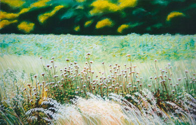 Follavoines chardons, pastel 70x50 Sylvie Berman artiste peintre 