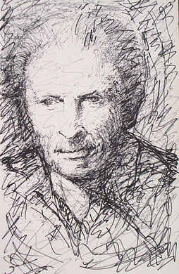 Levinas, encre sur carton, 25 x 40 cm, 2006