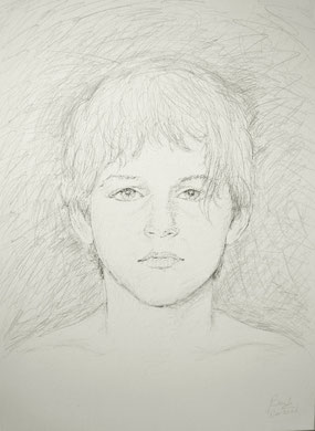 Adolescent, encre et crayon sur toile, 60 x 80 cm, 2006