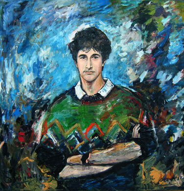 Portrait Santiago del Corral, huile et acrylique sur toile, 100 x 100 cm, 1995