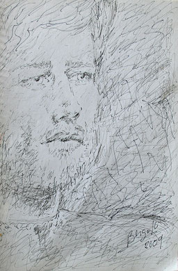 Gulliver - portrait, encre sur papier, 33 x 23 cm, 2009