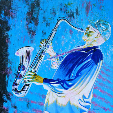 White ... in the black music ! (Private collection) Acrylic on canvas 80x80 cm   2012