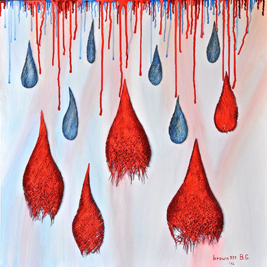 Lacrime e sangue- Acrilico e palma su tela 80x80 - 2014
