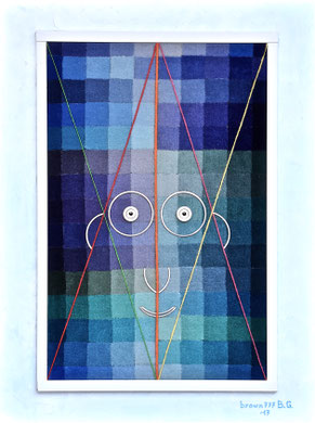 Volto su toni di blu - Materico su tela 60x80 2017
