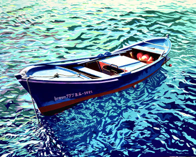 Alla fonda su un mare di smeraldo  100x80   2021 (CollezionePrivata)