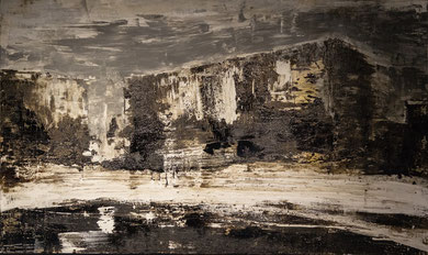 Acrylics, bitumen on canvas  160 x 100 cm