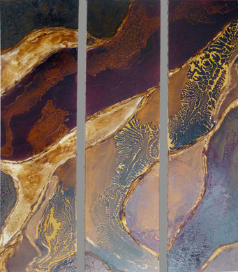 Mixed texture on canvas            Triptych  3 x (200 x 50 cm)      