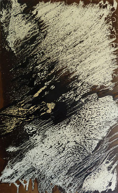 "Eruption"  Acrylics, bitumen on canvas  145 x 90 cm       