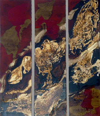 Mixed texture on canvas              Triptych  3 x (200 x 50 cm)        