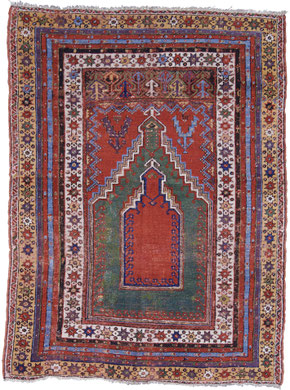 1. Gebetsteppich, Mujur, Zentralanatolien, Mitte 19tes Jahrhundert, 172 x 126 cm