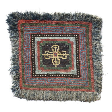 3. Wangden Drumze, klösterlicher Thronteppich, Zentraltibet, 19. Jahrhundert, ca. 75 x 78 cm