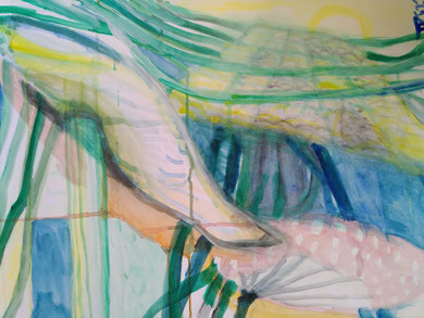 damask tablecloth, gouache on paper, 63cmx45cm