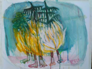summerdress for trees, gouache on paper