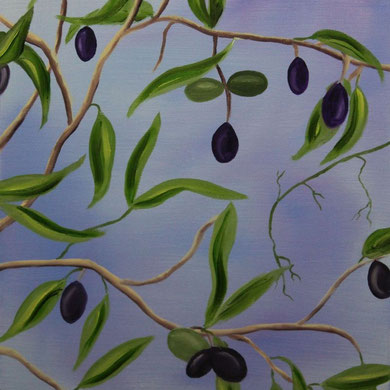 Olivenzweig, 30 x 40 cm,Öl auf Leinwand, 