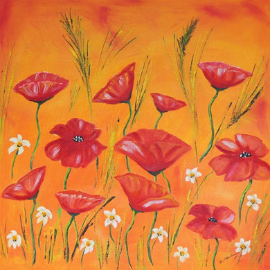 Mohn, 70 x 70 cm, Öl auf Leinwand 