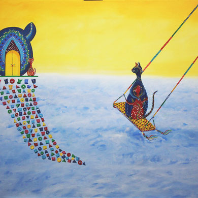 Blick in den Katzenhimmel 100 x 80 cm Öl