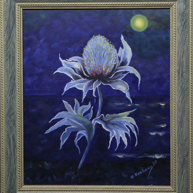 Stranddistel, 50 x 60 cm, Öl auf Leinwand, 