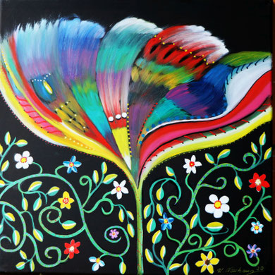 Blumengarten 3, 50 x 50 cm, Öl auf Leinwand
