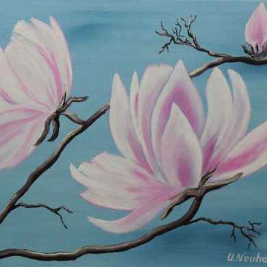 Magnolien, 30 x 40 cm, Öl auf Leinwand, 