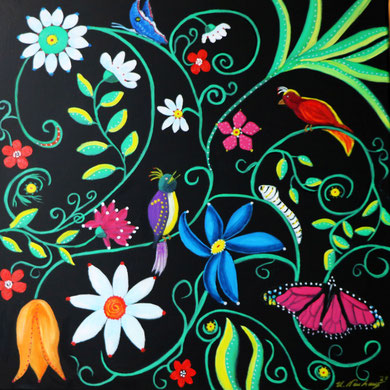 Blumengarten 1, 50 x 50 cm, Öl auf Leinwand