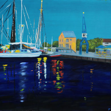 Hafen von Schleswig 80 x 60 cm. Öl auf Leinwand 
