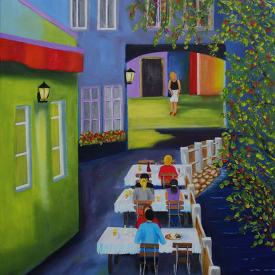 Am Mühlenbach, 80 x 60 cm. Öl auf Leinwand