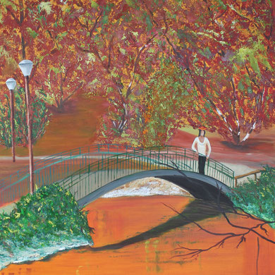 Rombergpark Dortmund, Spachtelarbeit, 100 x 80 cm. Öl auf Leinwand