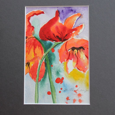 Buntes Blumenbild mit Passepartout,
