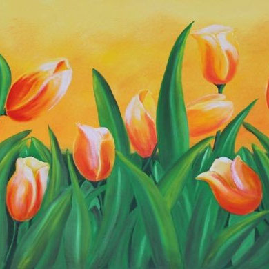 Tulpenfeld, 40 x 80 cm, Öl auf Leinwand
