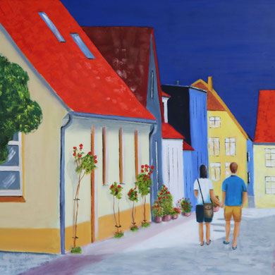 Töpferstraße Schleswig, 80 x 60 cm. Öl auf Leinwand