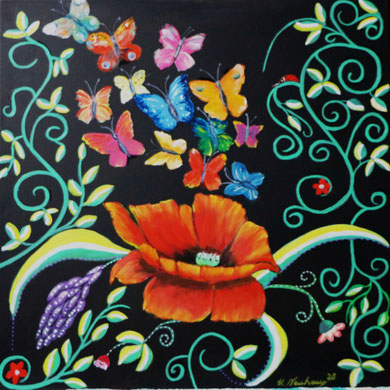 Blumengarten 2, 50 x 50 cm, Öl auf Leinwand