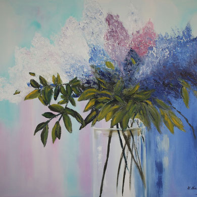 Flieder, Öl auf Leinwand, 60 xx 80 cm.