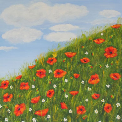 Bergwiese, 70 x 70 cm, Öl auf Leinwand
