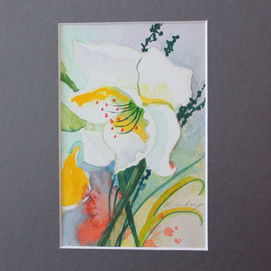 weiße Blüte, mit Passepartout, 