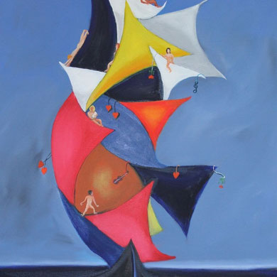 Schiff der Liebenden, 50 x 70, Öl auf Leinwand. 