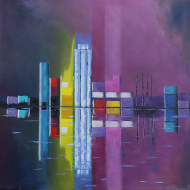 Schleswig abstrakt 50 x 50 cm. Öl auf Leinwand