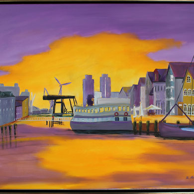 Husumer Hafen 80 x 60 cm. Öl auf Leinwand