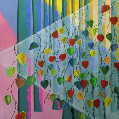 Licht im Farbenwald, 100 x 80 cm. Öl auf Leinwand 