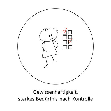 Symptome eines Entwicklungstraumas: Gewissenhaftigkeit, Zwanghaftigkeit, starkes Bedürfnis nach Kontrolle