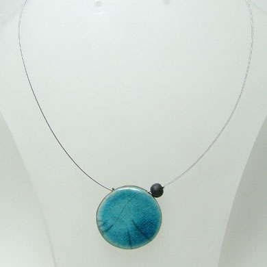 collier raku bleu en raku