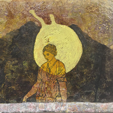 "CentralCasting: Aphrodite", 2025, Enkaustik, Tempera/oil on C.