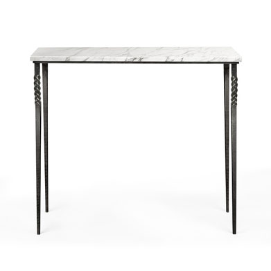 console Twist fer gris torsadé et plateau rectangulaire marbre blanc