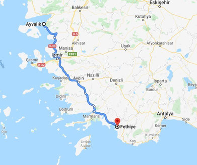 In July we travelled from Ayvalik to Fethiye, Turkey