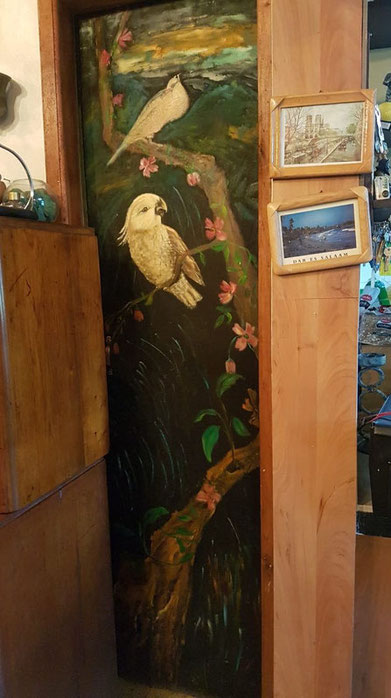 A solas, puerta pintada, 200 x 0, 80 cm. Oleo sobre madera, 1994.