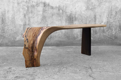 C1166 · Beech, Smoked Oak, Desk, console, sculpture, woodworking, interiordesign, woodsculptures, art, woodart, wooddesign, decorativewood, originalartwork, modernwoodsculpture, joergpietschmann, oldwood,organicwood, interiordesign,stand