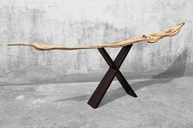 C1176 · Beech, Smoked Oak, Desk, console, sculpture, woodworking, interiordesign, woodsculptures, art, woodart, wooddesign, decorativewood, originalartwork, modernwoodsculpture, joergpietschmann, oldwood,organicwood, interiordesign,stand